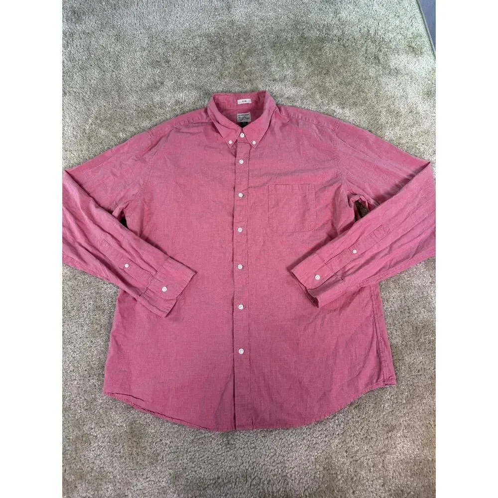J.CREW SEWN FOR SLIM FIT 100% COTTON SHIRTING RED SHIRT SIZE XL D746